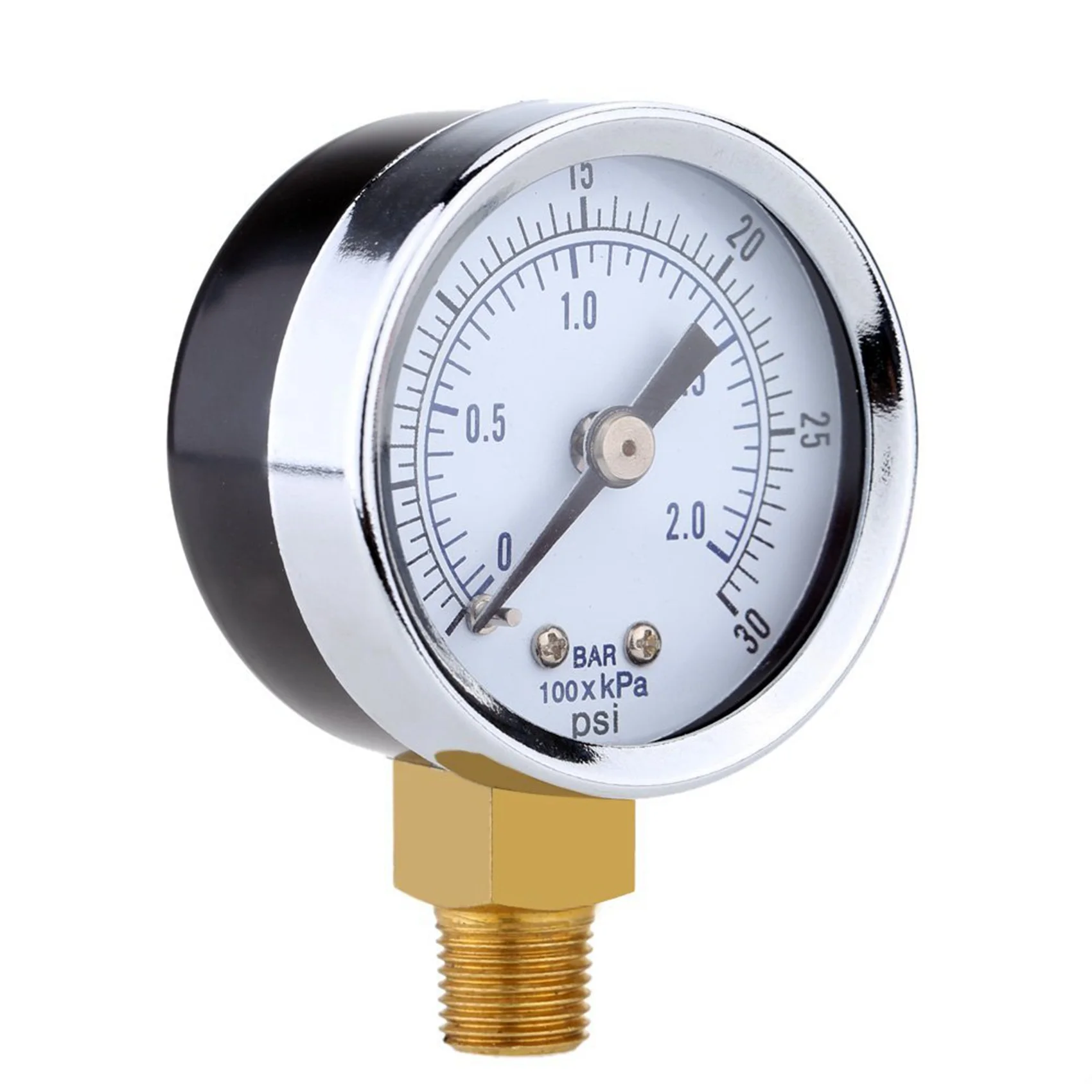 2X 0 - 30 Psi 0 - 2 Bar Mini Dial Gauge Compressor Meters Hydraulic Pressure Gauge Gage Double Scale Black-AT30