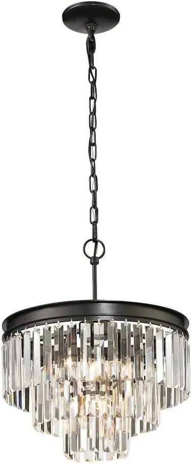 

Four Light Chandelier Oil Rubbed Bronze Finish with Clear Crystal hanglamp silver chandelier lighting for living room