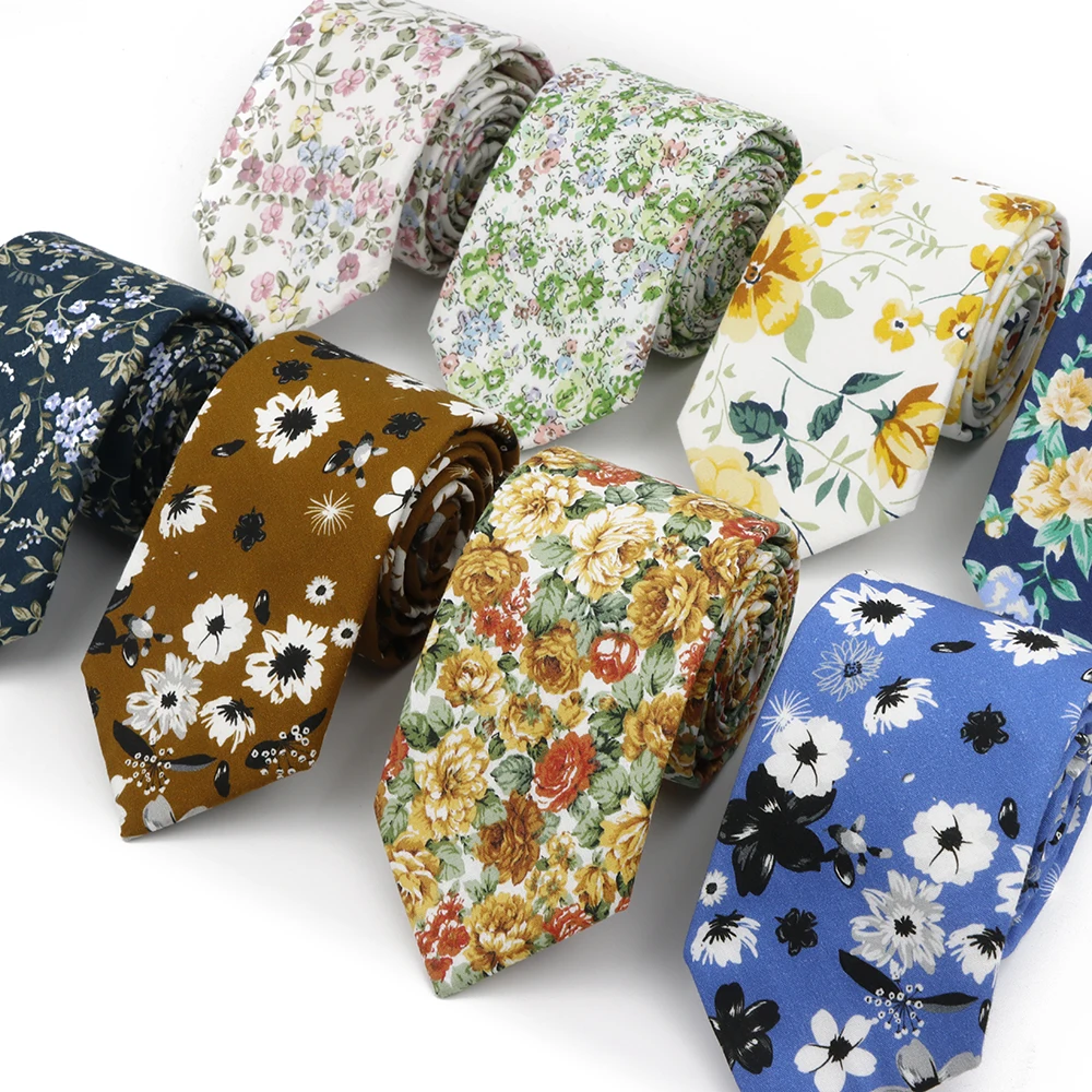 New 7cm Artist Men's Women's Classic Floral Cotton Tie Elegant Beautiful Yellow Pink Flower Necktie Wedding Party Accessory Gift