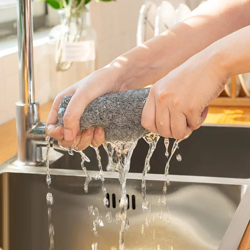 Cleaning Cloths Dishcloth Washing Super Absorbent Bamboo Charcoal Anti-grease Wiping Household Microfiber Towel Kitchen Rags