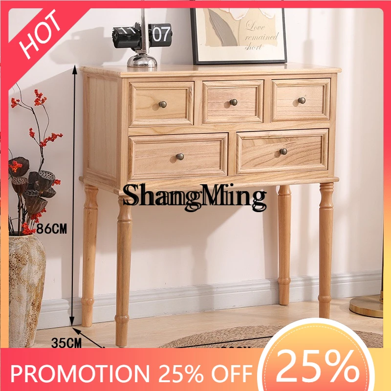 

SM foyer solid wood retro bedroom living room storage decorative locker aisle wall cabinet