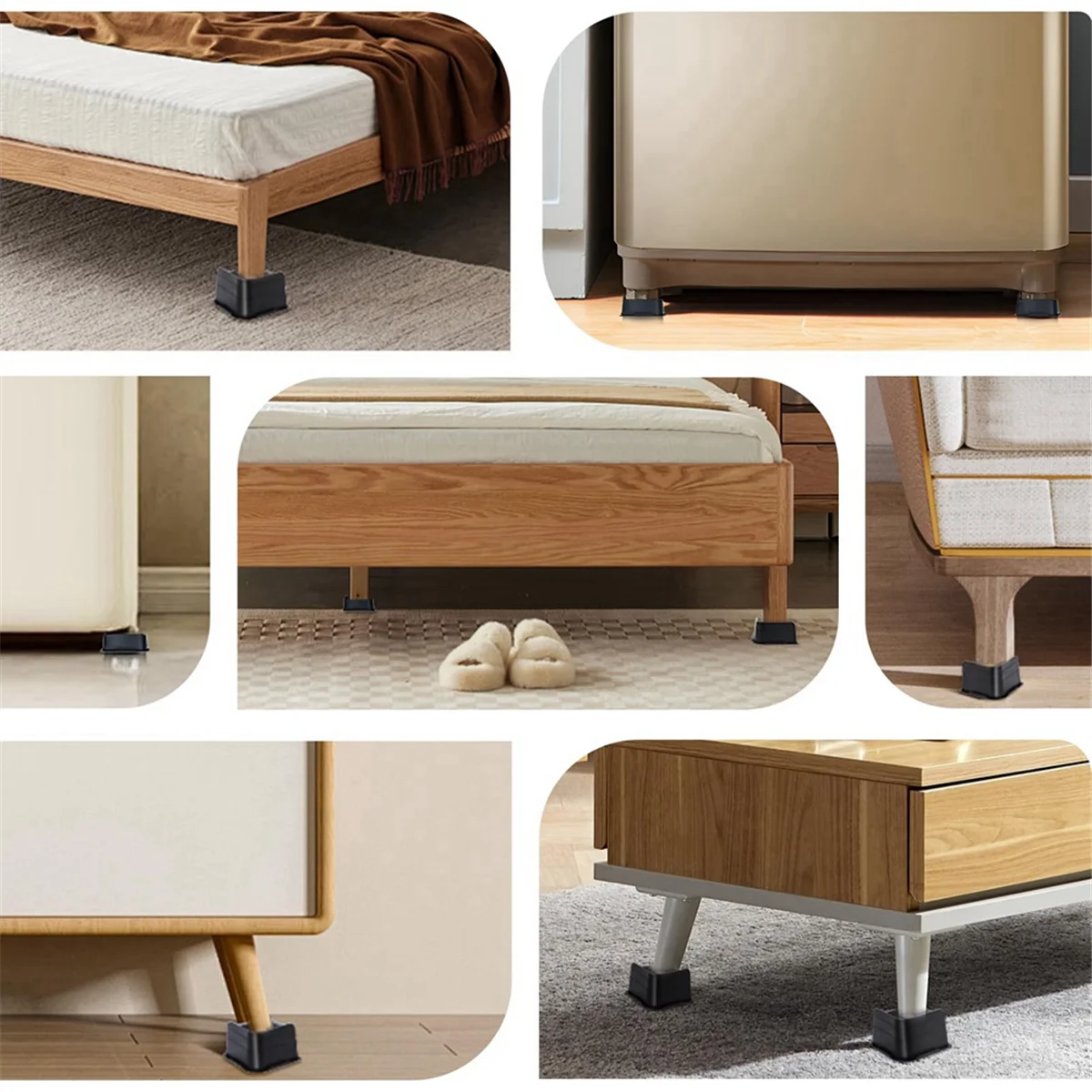 

4pcs 4 Inch Height Increase Bed Frame Heavy Duty Adjustable Furniture Frame Sofa Table and Chair Leg FrameJAS