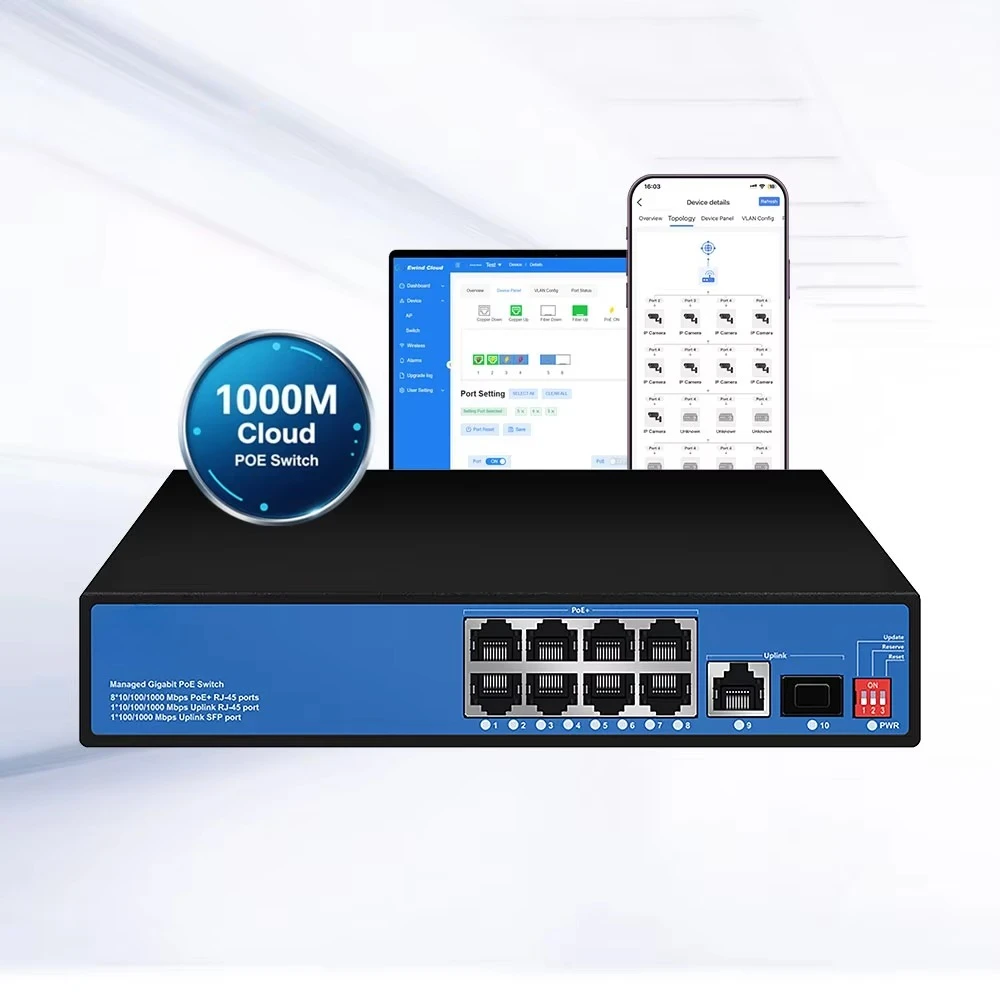 New Original Ethernet Smart Network Switch PoE Unmanaged Gigabyte Cloud Managed PoE Switch with IEEE802.3af