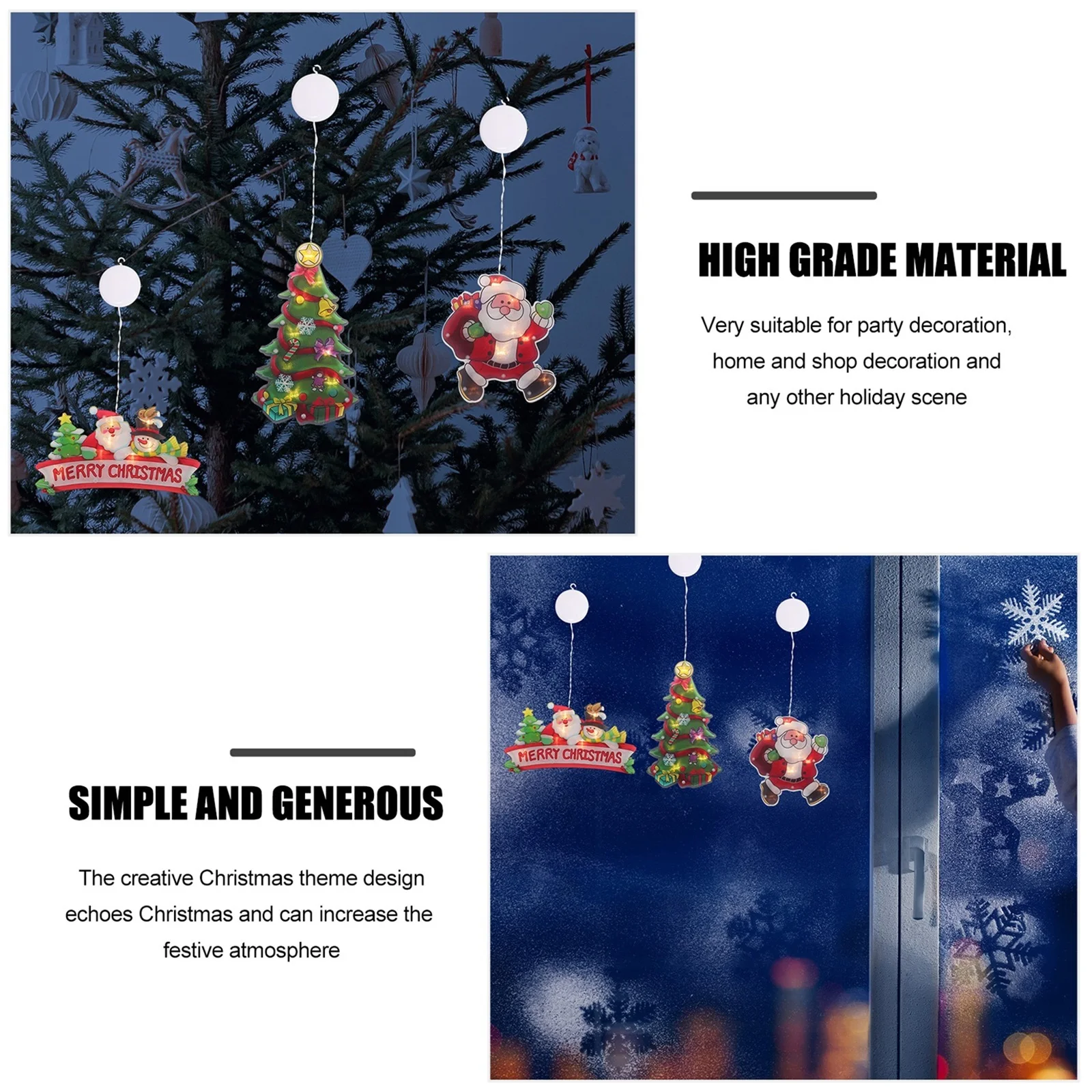 3 قطعة عيد الميلاد ديكور نافذة ضوء مصاصة مصباح عيد الميلاد موضوع حفلة المنزل متجر عطلة الديكور عيد الميلاد ضوء احتفالي #6