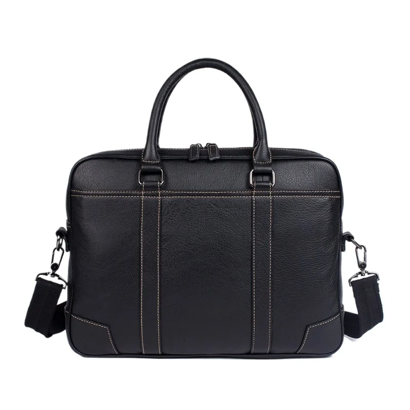 Men's Genuine Leather Briefcase Large Capacity 14 Inch Laptop Business Travel Shoulder Strap Top Handle