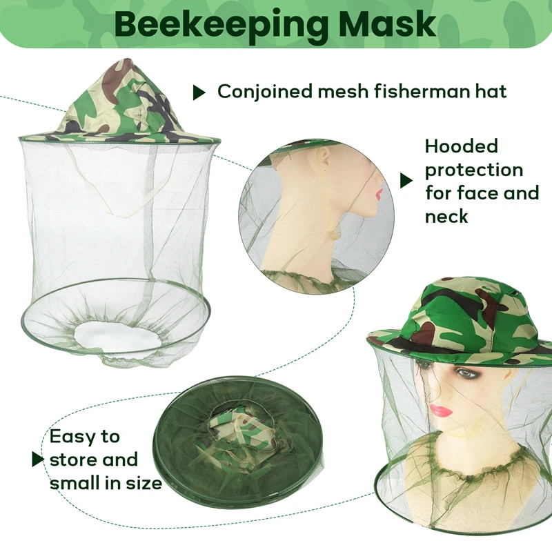 Camouflage Patten Beekeeper Hat Beekeeping Face Mask-FABY view 6