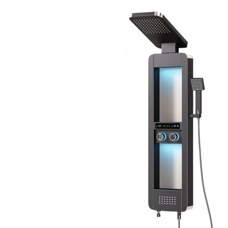 

304 stainless steel intelligent digital display shower set wall-mounted upgraded storage table ambient light