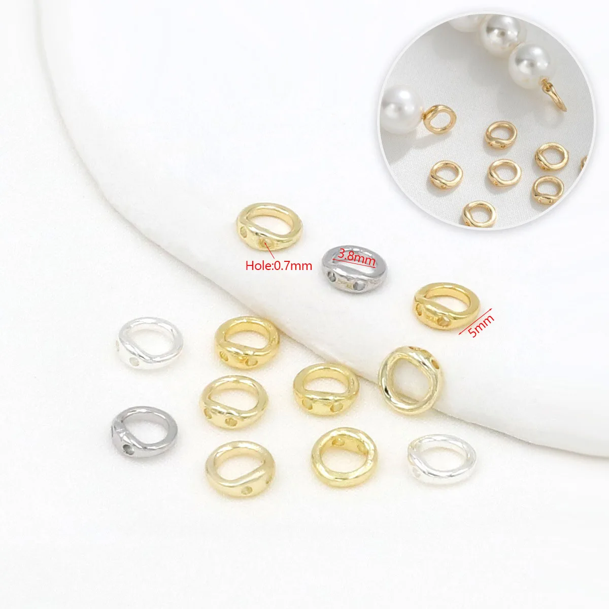 

10pcs 18K Gold Plated Copper Double Hole Pig Nose Rings, Terminal & Connector Clasps for DIY Jewelry Craft Accessories