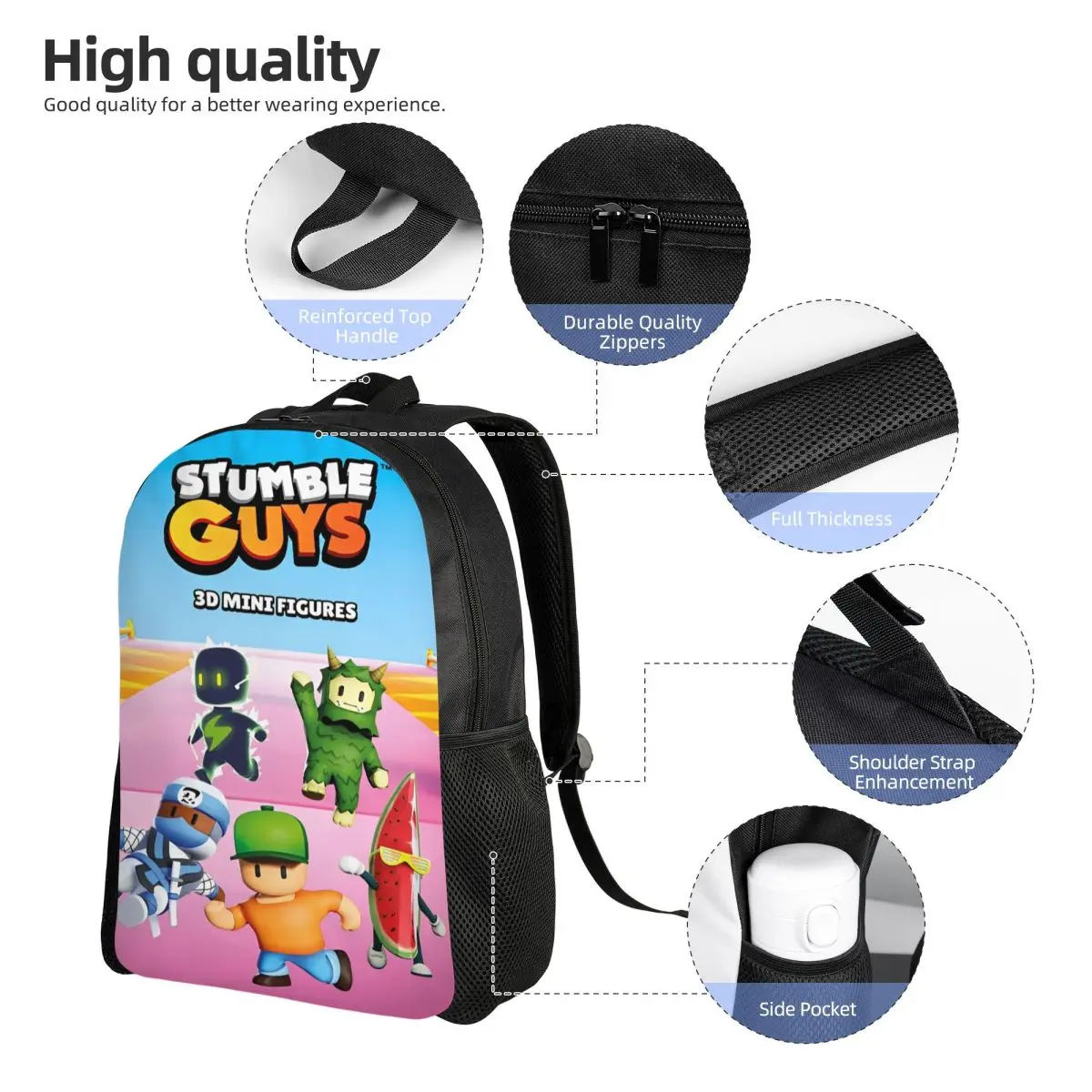 Stumble Guy Funny Game Little Kid Backpack for Girls Boys Toddler Lovely Kindergarten Backpacks School Bags