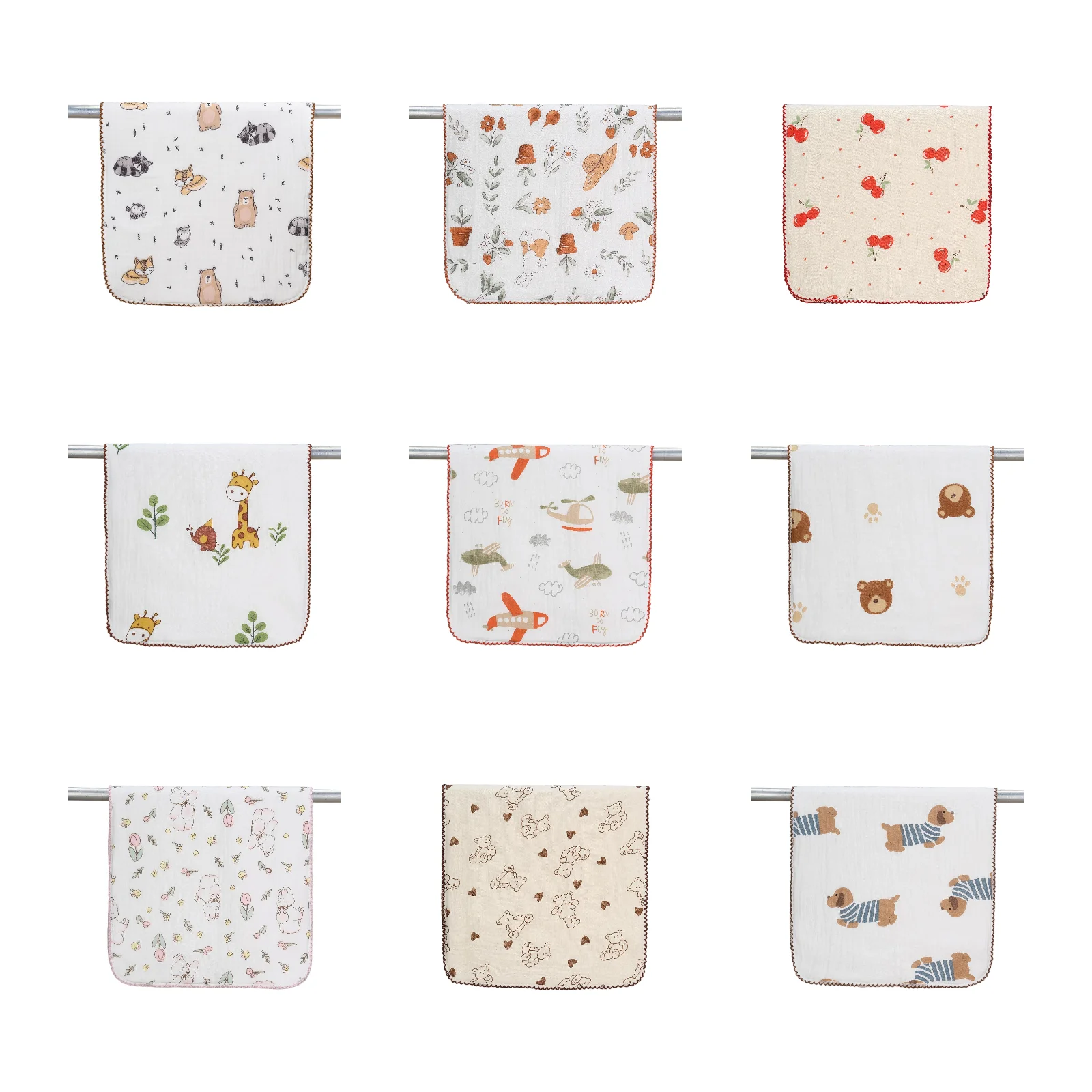 

Baby Wipe with Cute Pattern Handkerchief 6 Layer Towel Infant Saliva Wipe Towel Washcloths Strong Absorbent Face Towel