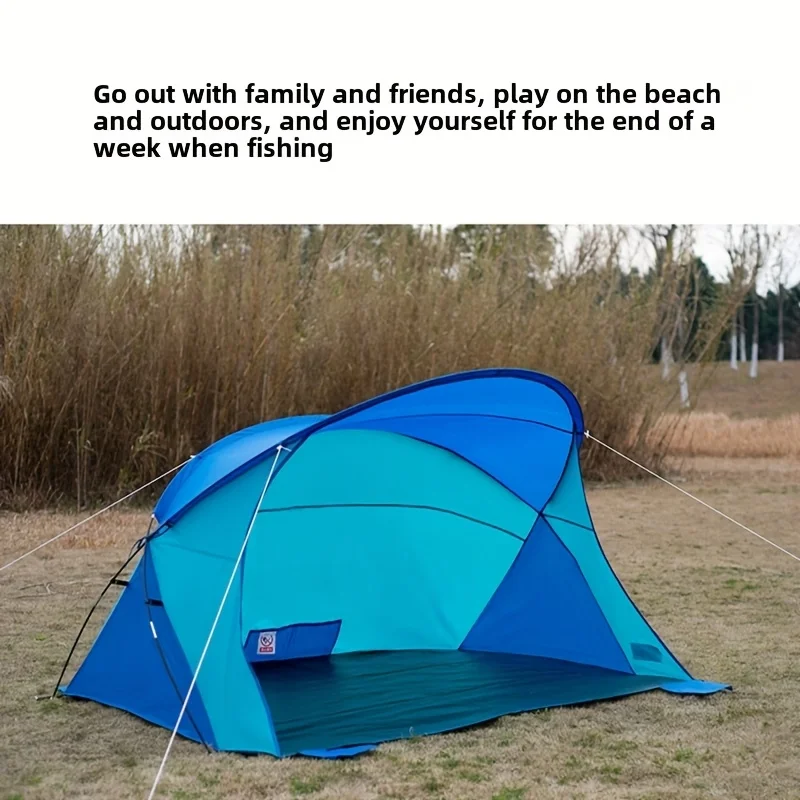 Portable Single-Layer Outdoor Fishing Beach Tent Waterproof UV Protection Lightweight Camping Sunshade Shelter for Beach