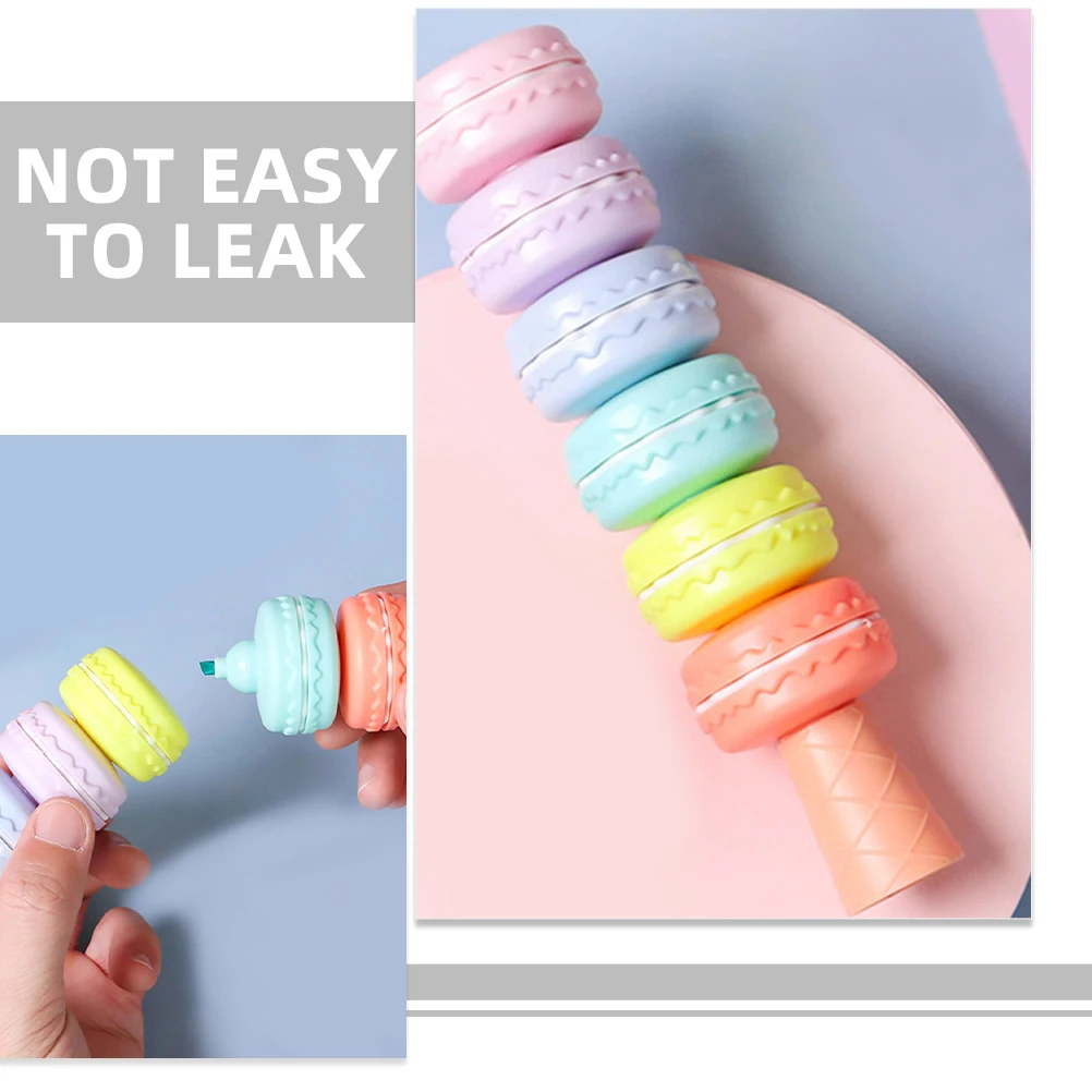 

Colored Highlighter Pens Macaron Shape Bulk Markers Note Marking Study Office Art Student Creative Leak Proof Portable Fresh