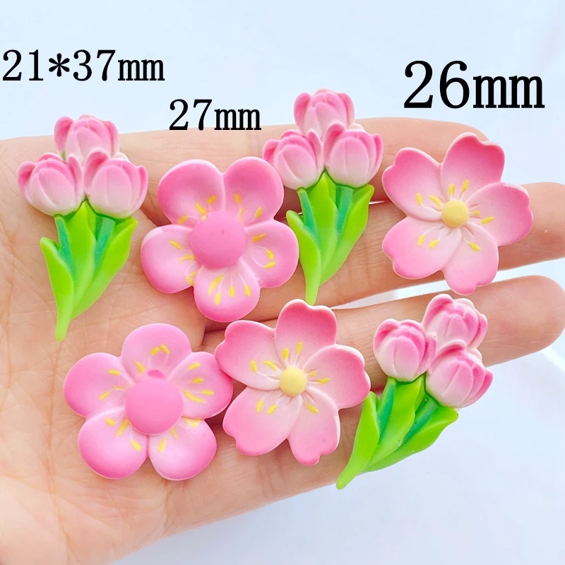 10Pcs New Cute Mini Cherry Blossom Collection Flat Back Resin Scrapbooking DIY Jewelry Craft Decoration Accessorie