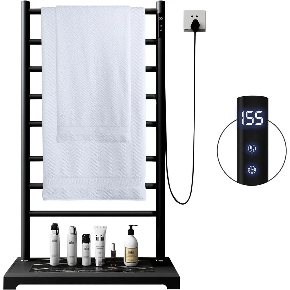 

Heated Towel Racks or Bathroom,Smart 8-Bar Towel Warmer with Digital Touchsn- Marble Base, Adjustable 115-155° & 1-8H Timer, ree