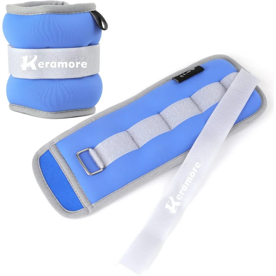 Pesas de tobillo, 10 libras (1 par) Muñeca, brazo y pierna ponderados para mujeres, hombres y niños con correa alargada para ejercicio, fitness, trotar, A