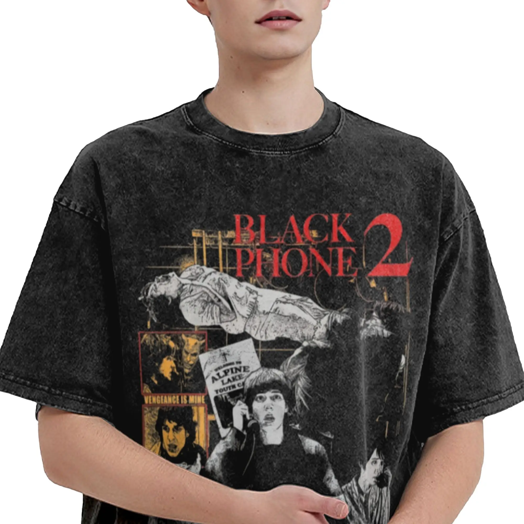 الرجال السود الهاتف 2 فيلم تي شيرت تيز الصيف خمر قصيرة الأكمام تي شيرت س الرقبة الهبي عادية تي شيرت الساخن