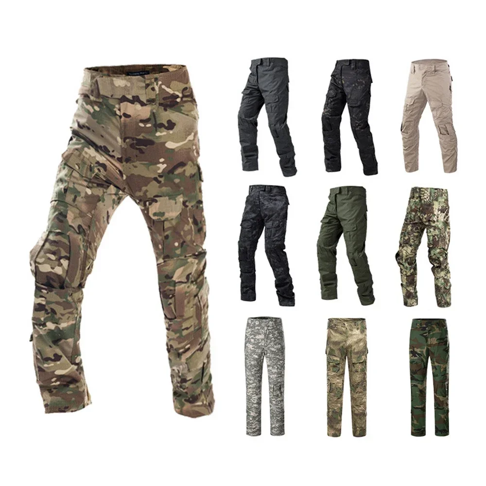 Men Tactical Pants Combat Cargo BDU Trousers Camo Working Trekking Hiking Hunting Clothes Outdoor Sports Airsoft Training Pants