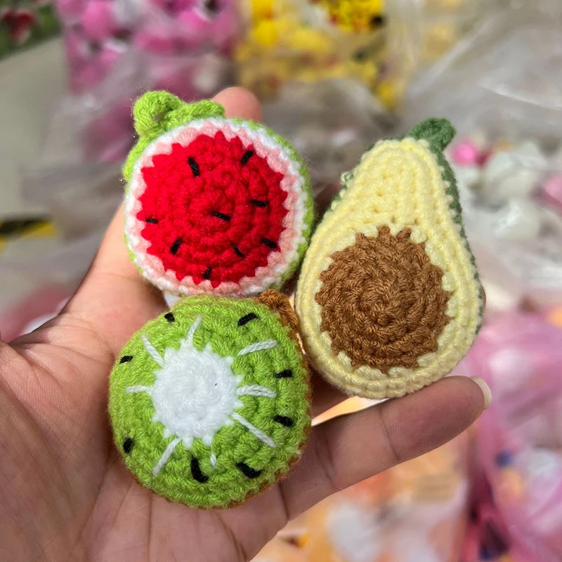 10PCS Handmade Knitted Fruit Pendant Finished Wool keychain Accessory Bag Pendant Handmade DIY Handbag Charms Gifts