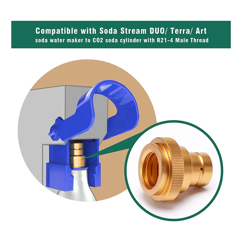 Adattatore COFA-CO2 con produttore di acqua frizzante DUO/Terra/Art che collega il cilindro di CO2 con valvola per soda con filettatura maschio TR21-4