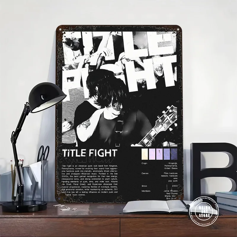 Title Fight Band 3D Texture Metal Poster Customized Wall Art Tin Sign Gift for Mancave Coffee Bar Accessories Room Decorations