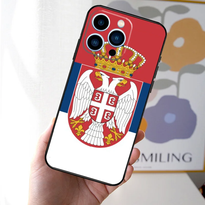Flag of Serbia Serbian Phone Case For iPhone 16 15 11 13 12 14 Pro Max Mini X XR XS 7 8 Plus Soft Cover