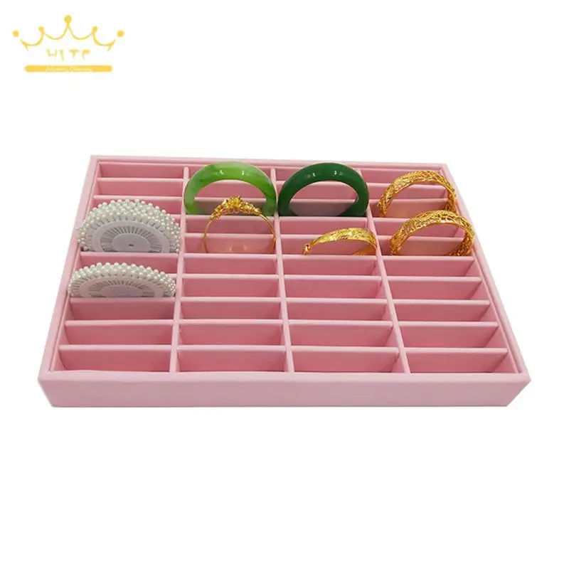 

40 Girds Jade Bracelet Display Tray Earring Ring Organizer Gold Silver Bangle Storage Box High-Capacity Jewelry Trays