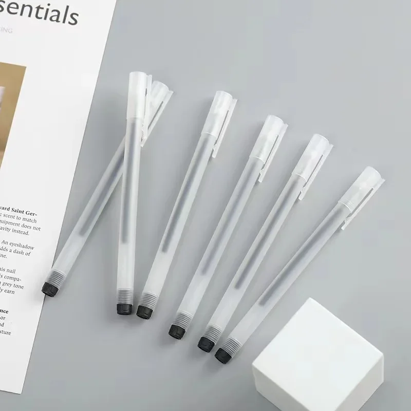 10 Pcs/set Black/Blue/Red Gel Pen Student Exam Office Signature Transparent Pen Cute Stationary Supplies Neutral Pen 0.5mm