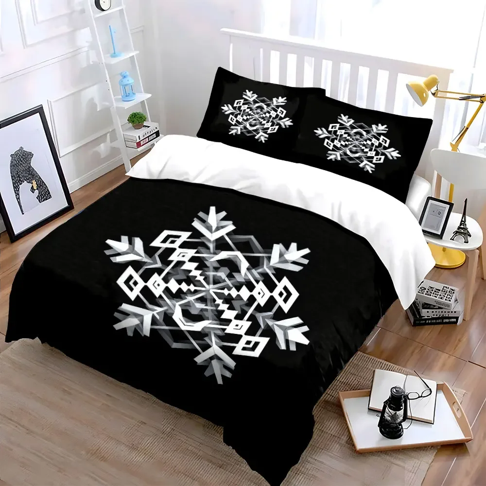 Geometric Snowflake Wall Decor Set Soft Comfortable Duvet Cover Bedding Set Included 1*Duvet Cover & 2*Pillowcases, gift