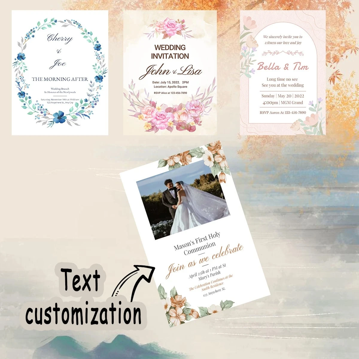 Tarjetas de felicitación personalizadas restaurante menús bendición boda Año nuevo cumpleaños vacaciones San Valentín Navidad Año nuevo chino