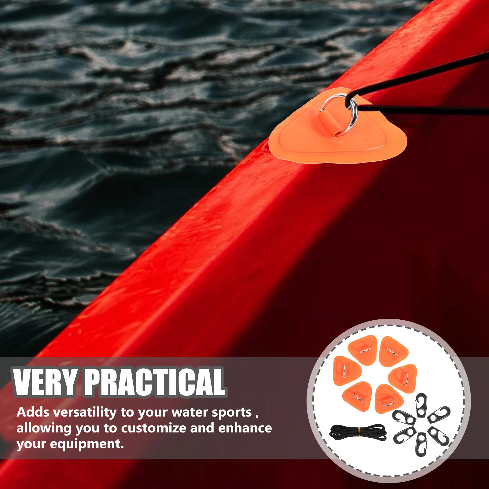

1Set Kayak D-Ring Pads Kit Heavy Duty Deck Attachment for Inflatable Boat D-Ring Patch Secure Anchor Line Connection Paddle