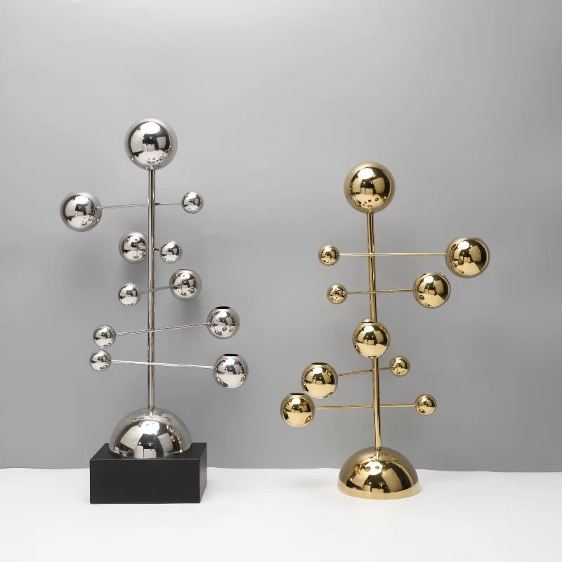 Modern simple wedding spiral stainless steel candlestick ornament model room bedroom living room entrance romantic soft decorati