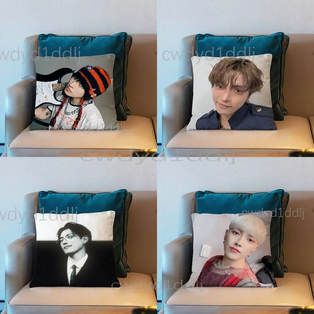 

A-Ateez Hongjoong Pillow Case Short Plush Sofa Decorative Gift Home Double-sided Printing Cushio