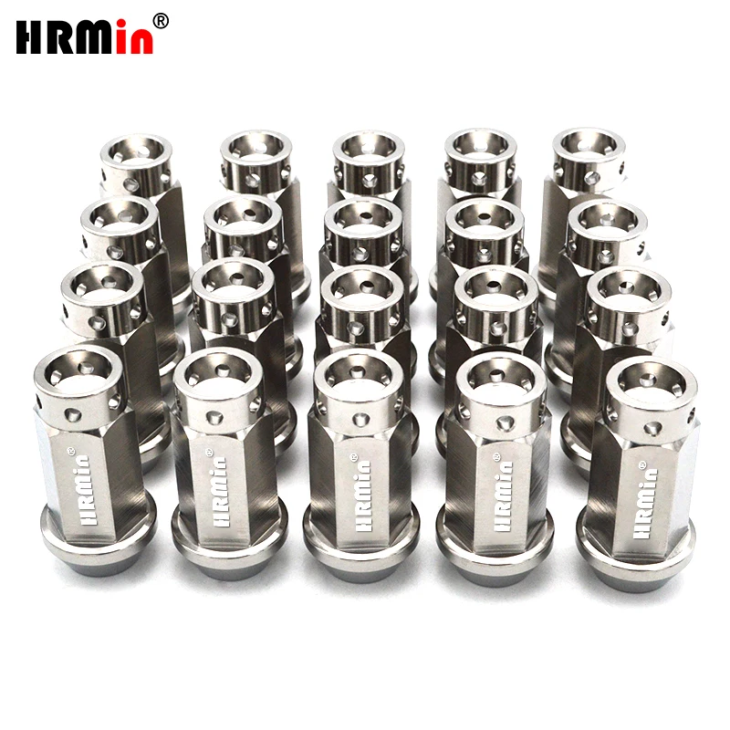 6 Holes Closed End 19mm Hex Cone Seat Gr.5 Titanium Lug Nut M14x1.5mm for Toyota Ford Tesla Jeep