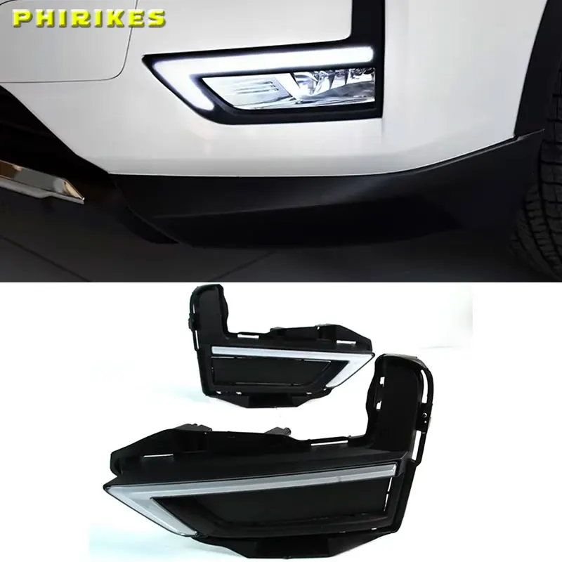 For Nissan X-Trail 2017 2018 2019 models a pair of LED daytime running lights fog lamp covers