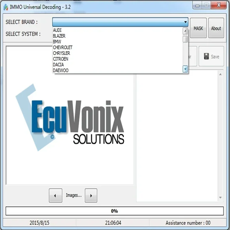 Ecuvonix 3.2- Universal IMMO 3.2 Decoder with Free KeyGen, Operating System: WinXPWin7 (32-bit), 64 bit unavailable