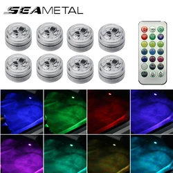 SEAMETAL Wireless Adhesive LED Car Interior Ambient Light Auto Roof Foot Atmosphere Lamp Diamond Diving Light Remote Control