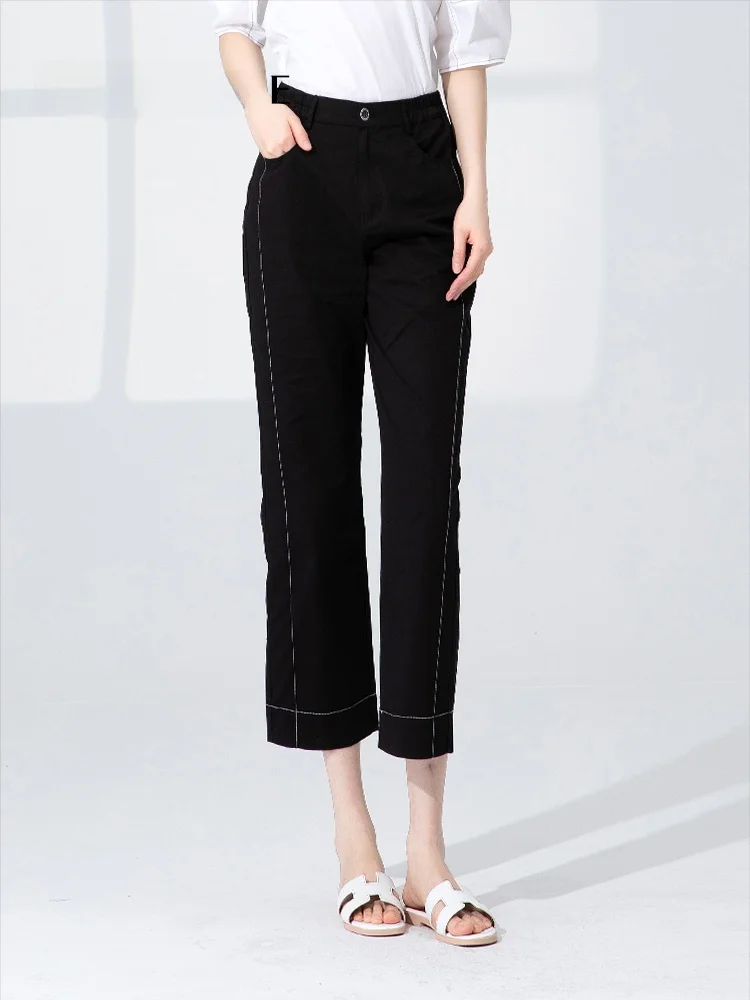 

Dailanzhi Summer New Straight Leg Pants High Waist Zipper Closure Long Pants Women Commute Wide Leg Pants Faionable Versatile