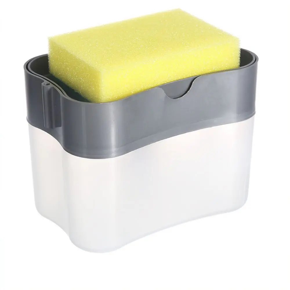 Kitchen Countertop Soap Dispenser Manual Press Liquid Pump Cleaning Tool Scrubber Sponge Holder Organizer