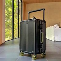 New Aluminum Business Carry On TSA Lock Silent Wheels Large Capacity Suitcase Luggage Carrier Wide Handlebar Lightweight