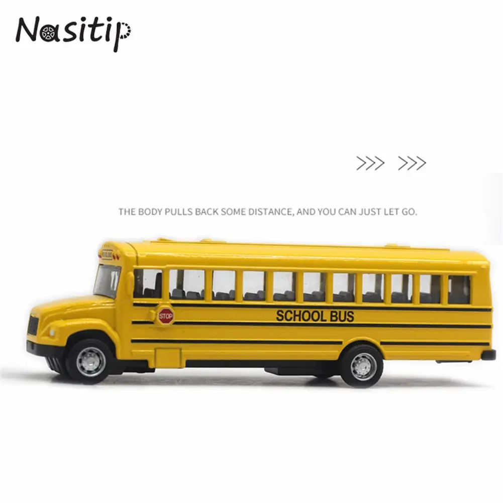 NASITIP 1:43 Alloy Classic School Bus Model 14cm Yellow Children Pull Back Car Toy Decoration