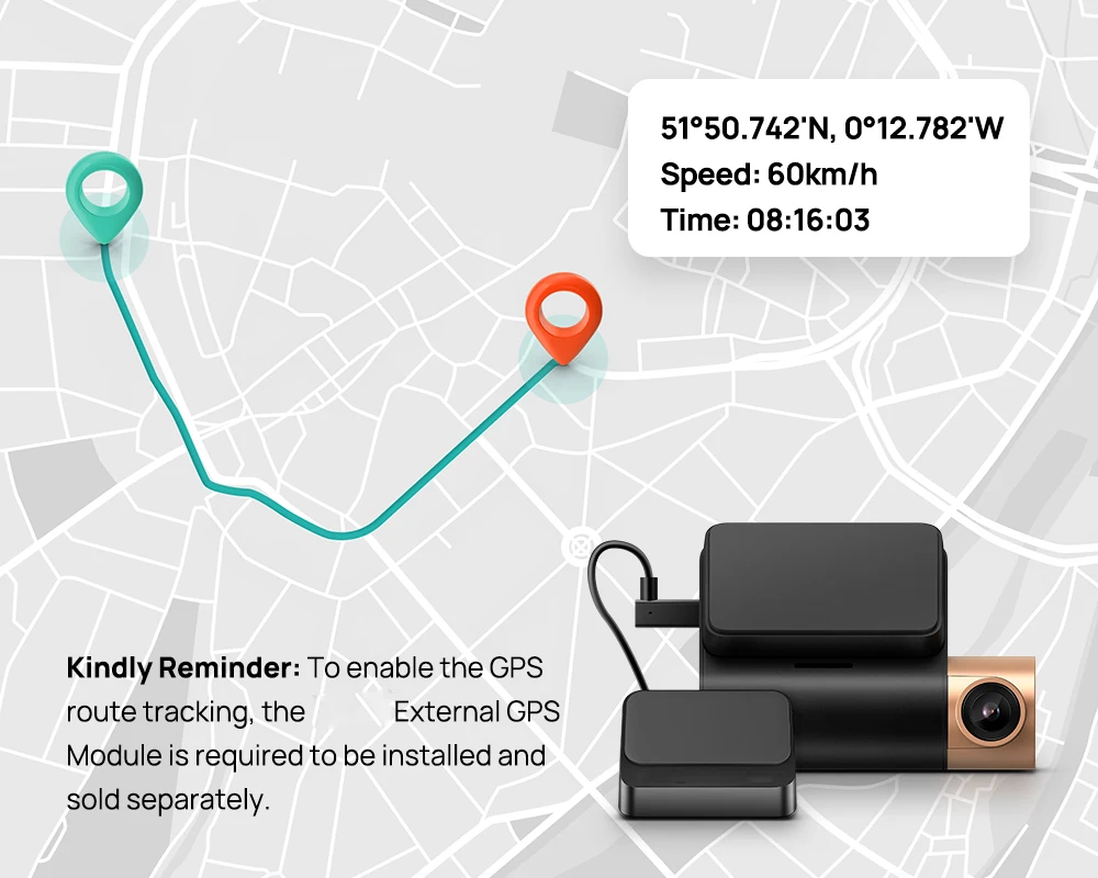 

for 70mai GPS Module Speed N coordinates International Version Fit only for 70mai Dash Cam Lite2 D10 GPS function