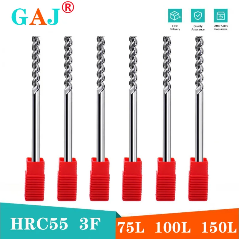 

Milling Cutter Alloy Coating Tungsten Steel Tool Hrc55 Aluminum Cnc Maching 3 Blade Lengthen Milling Cutter Woodding Cutter tool