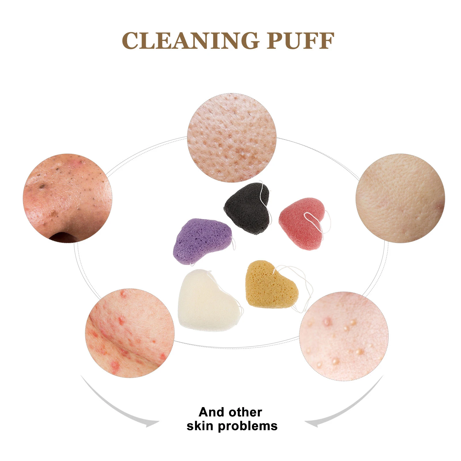 

5pcs Konjac Face Sponge Gently Exfoliating Removing Impurities Cleansing Pores Beauty Tool Random Color Daily Cleansing Makeup