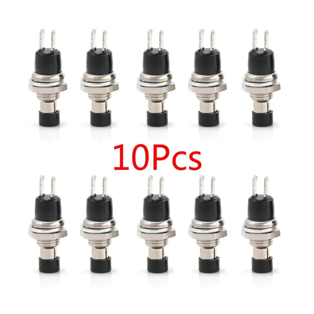 Mini interruptor de botón momentáneo abierto Normal, 10 piezas, 1A, 250V CA, 2 pines SPST, negro, con cables presoldados, PBS-110