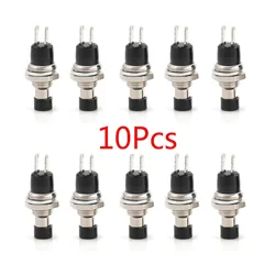 10Pcs 1A 250V AC 2 Pins SPST Black Normal Open Mini Momentary Push Button Switch with Pre-soldered Wires PBS-110