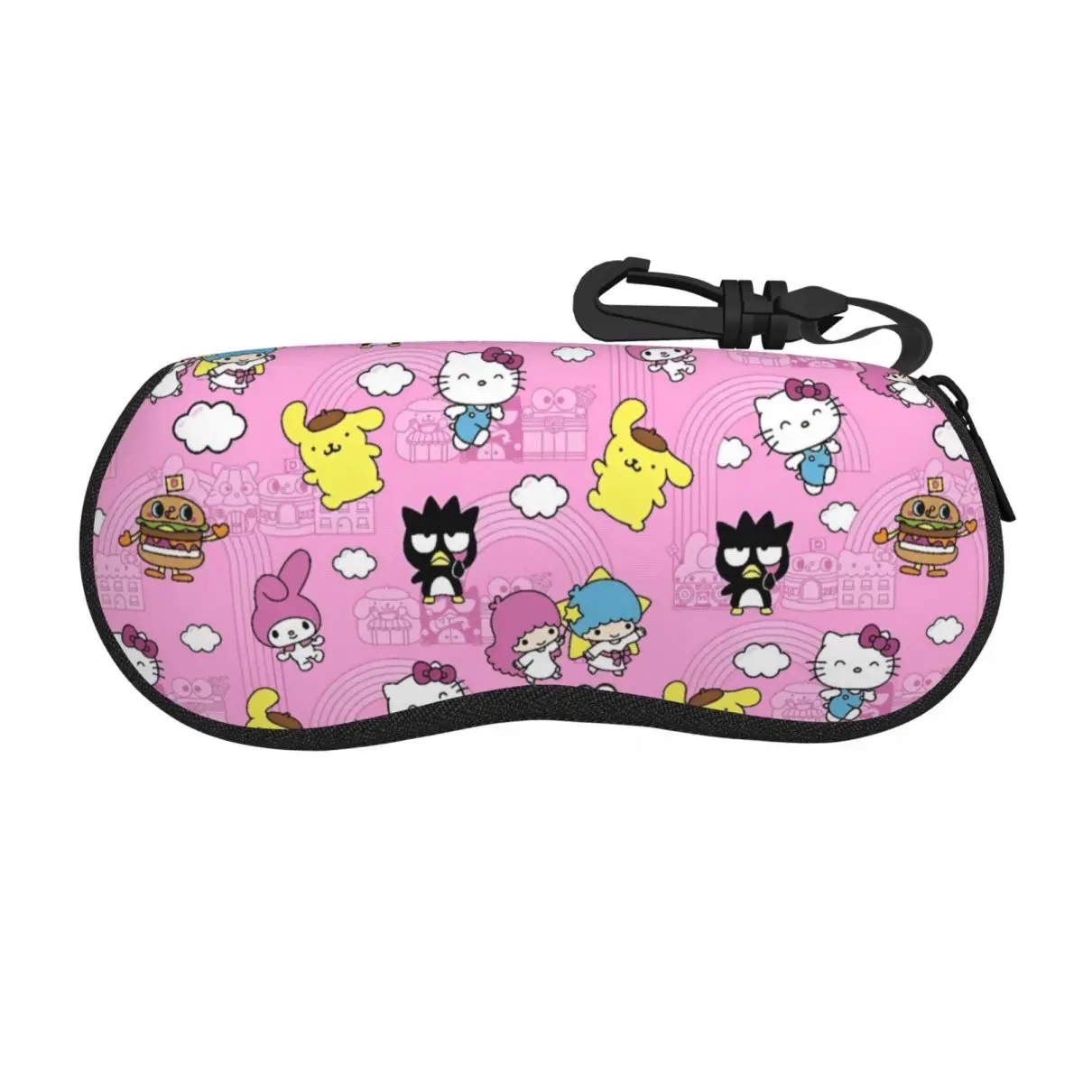 

Hello Kitty Burgers Happy Glasses Case Fashion Zipper Cute BADTZ-MARU Eyewear Protector Protector Eye Contacts Case