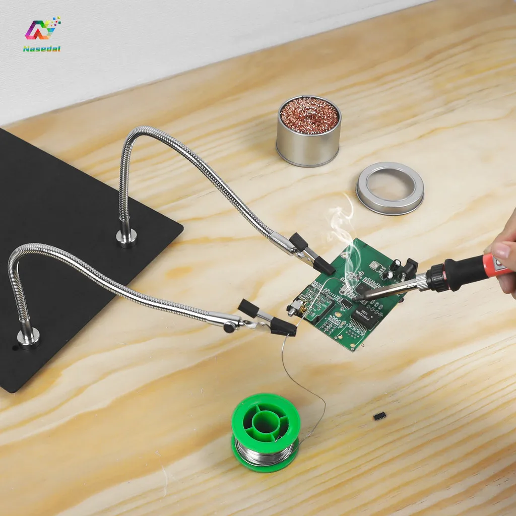 Nasedal – Outil de soudage magnétique à trois mains avec bras flexibles et support de carte PCB pour la réparation de circuits électroniques