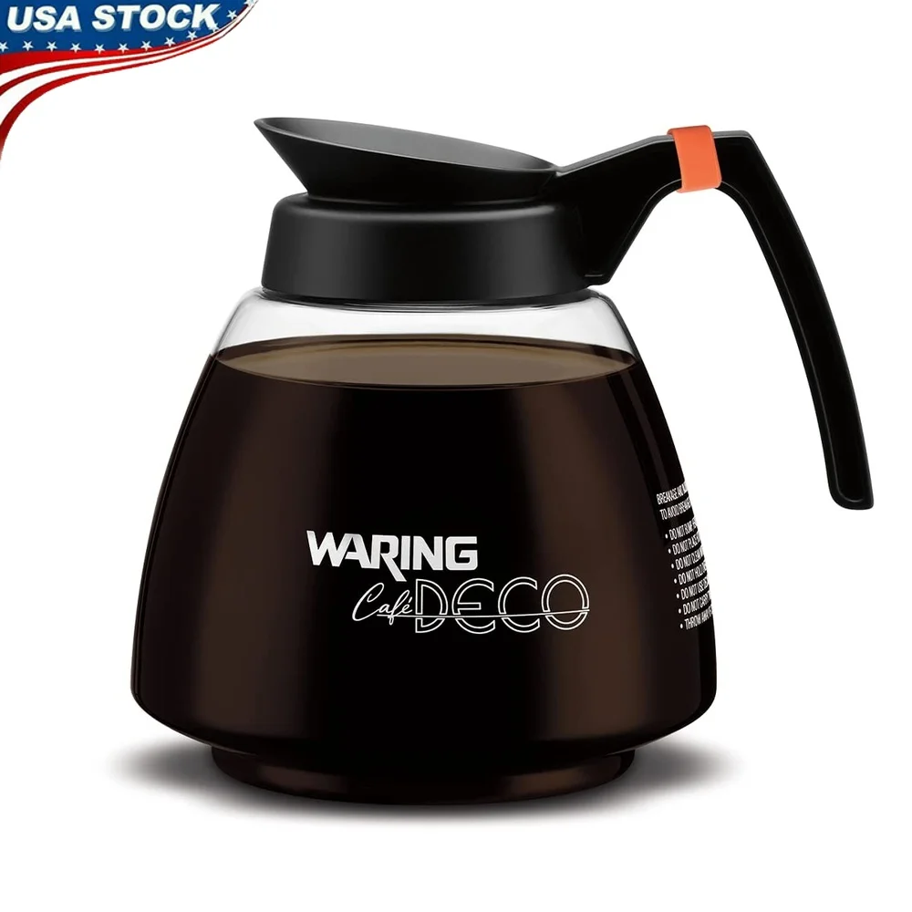 

Commercial Glass Coffee Decanter Serving Pot 64 Ounces Ergonomic Handle Leakproof Decaf Ring Cafe Deco Series Ideal Coffee Water