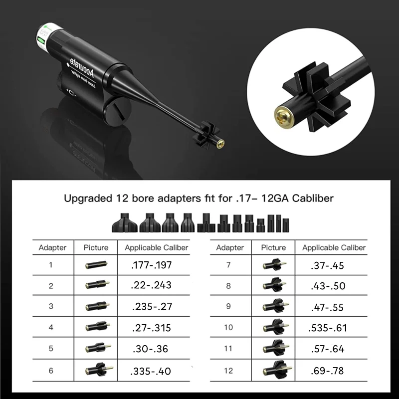 Laser Boresighter from .177 .22 Caliber to.78 Red Laser Collimator Bore Sight With Battery