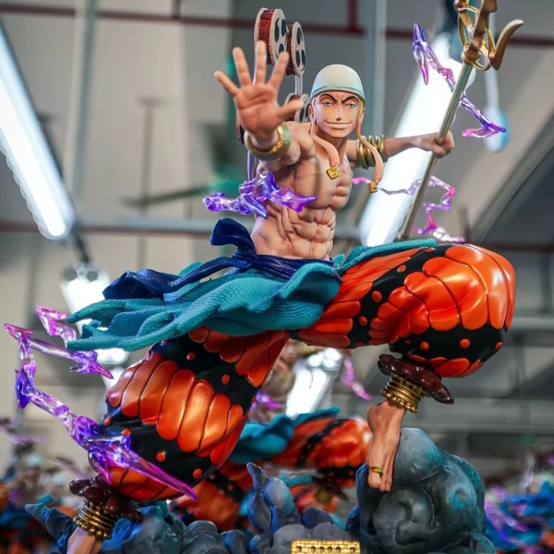 

28cm JT Anime Thunder God Eniro One Piece Figure Statue Model Dolls Gk Action Figures Collection Decoration Kids Toy Gift